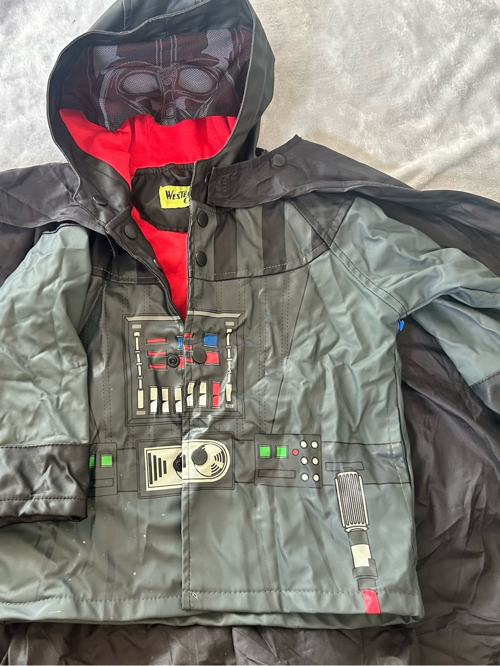 Western Chief Black and Red Starfighter Raincoat with Graphic Control Panel